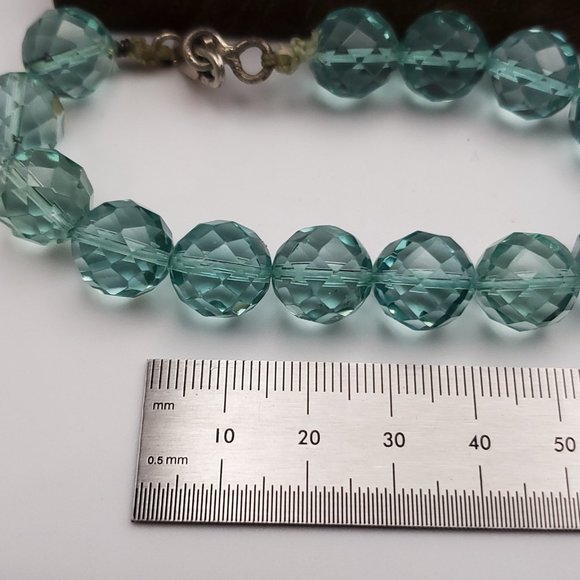 8 Inch 925 Sterling Silver Beautiful Blue Faceted Glass Orbs Bracelet - Picture 5 of 6